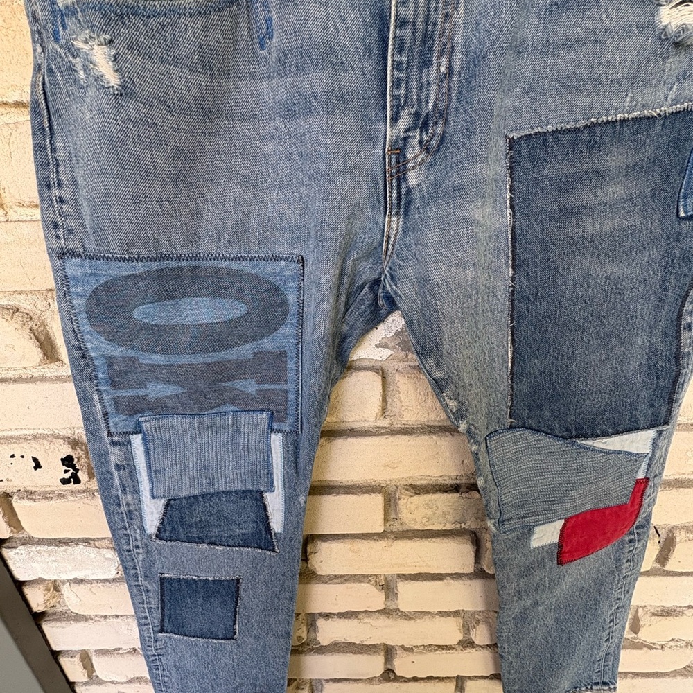 Levi Strauss 512 Premium Blue Patchwork Relaxed J… - image 5